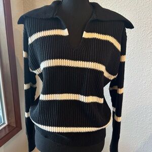 Banana Republic Black and White Cotton Wool Blend Sweater